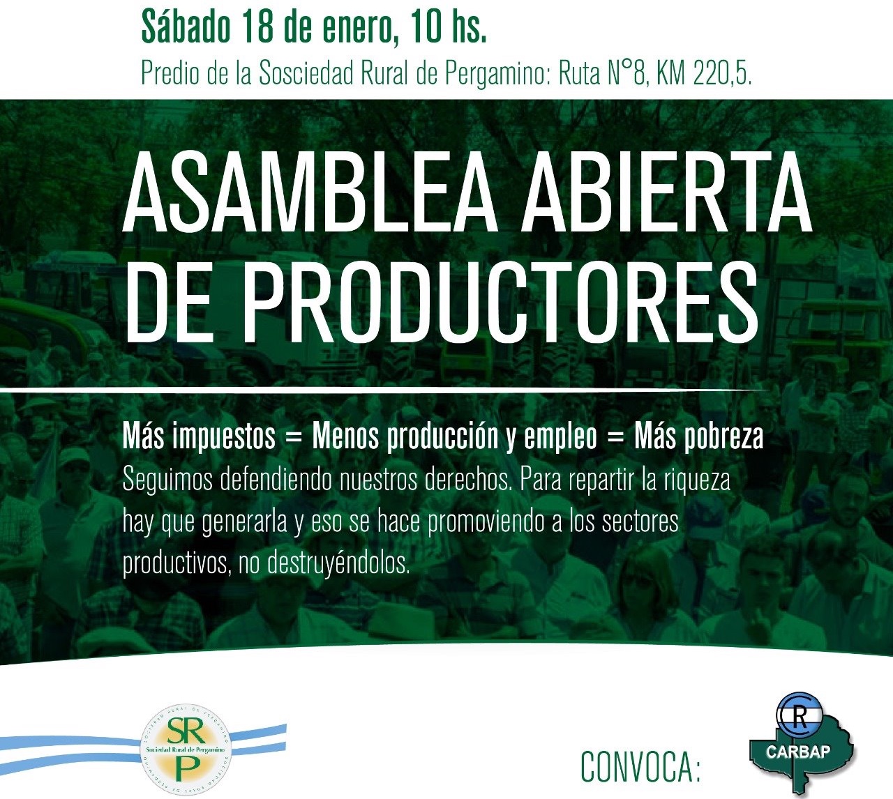 CARBAP convoca a una asamblea abierta de productores en Pergamino