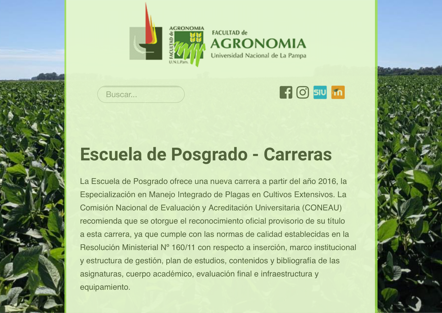 Ofertas de posgrado en Agronomía