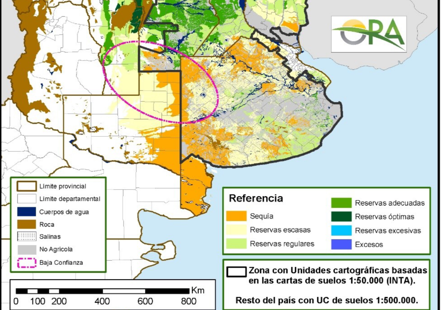 Retroceso hídrico en el área sojera