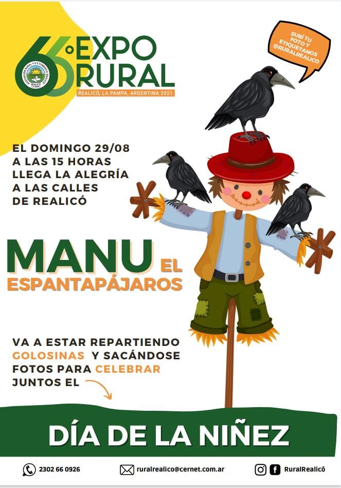 Manu, el espantapájaros, visita Realicó