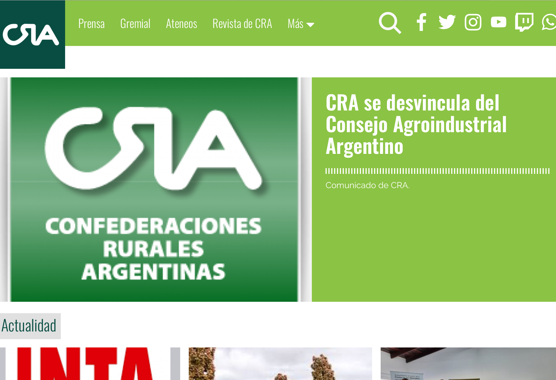 CRA se desvincula del Consejo Agroindustrial Argentino