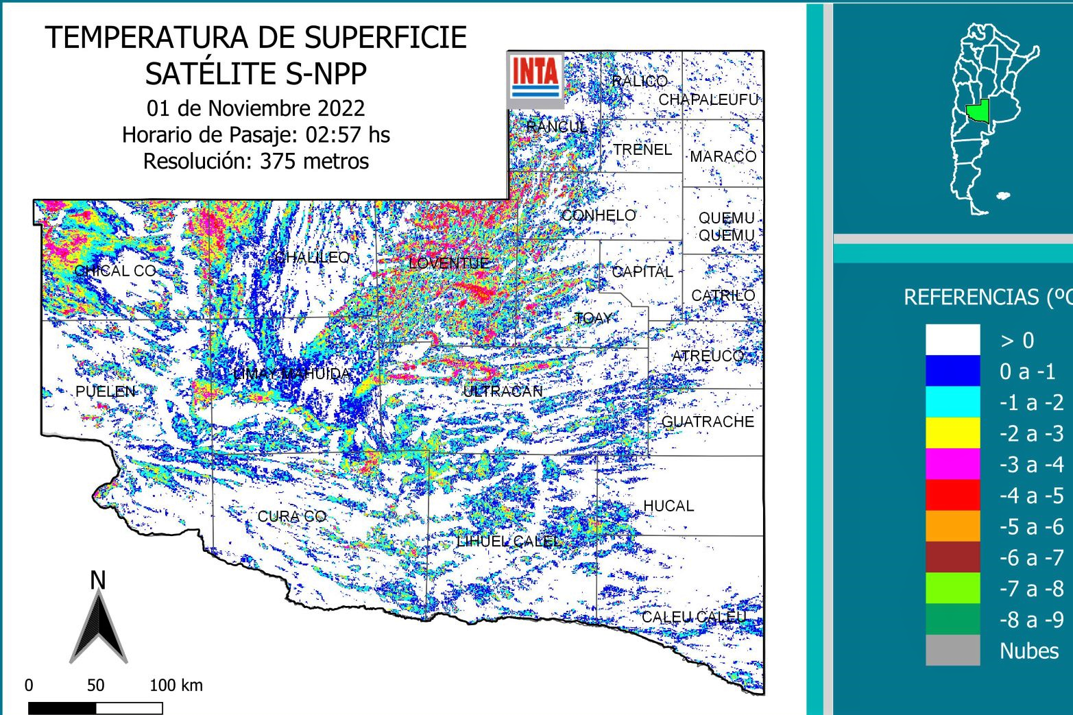 Mapas de heladas en la provincia