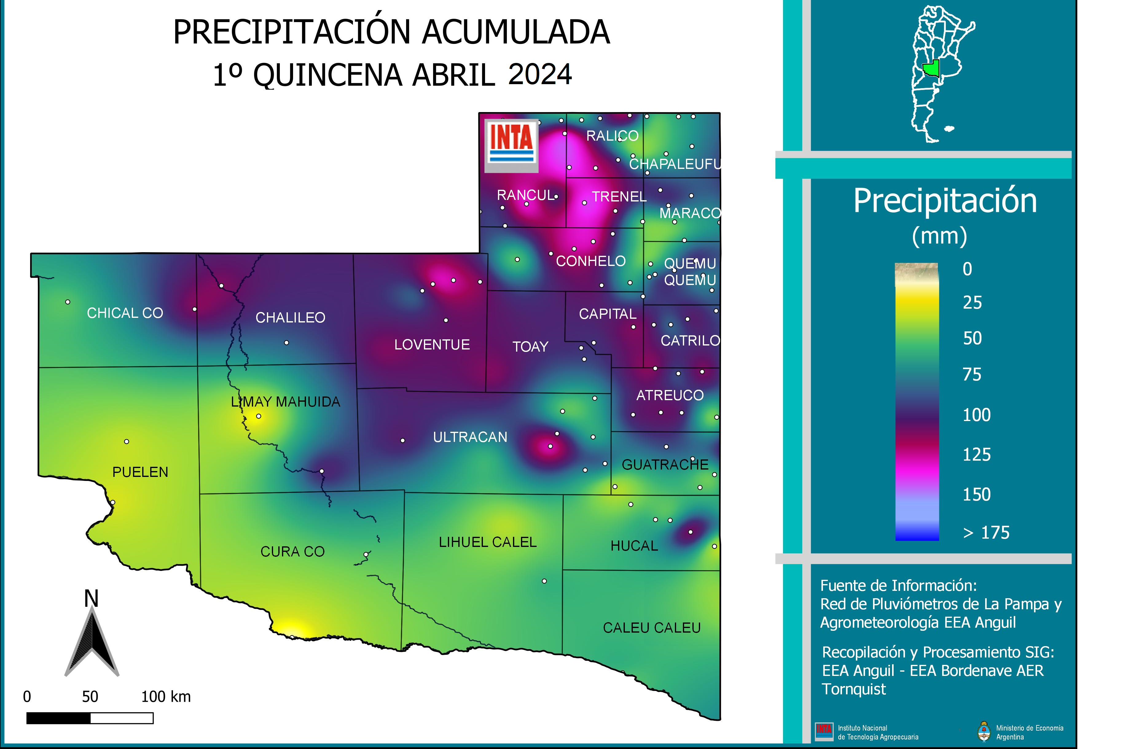 Está disponible el mapa de precipitaciones de la primera quincena