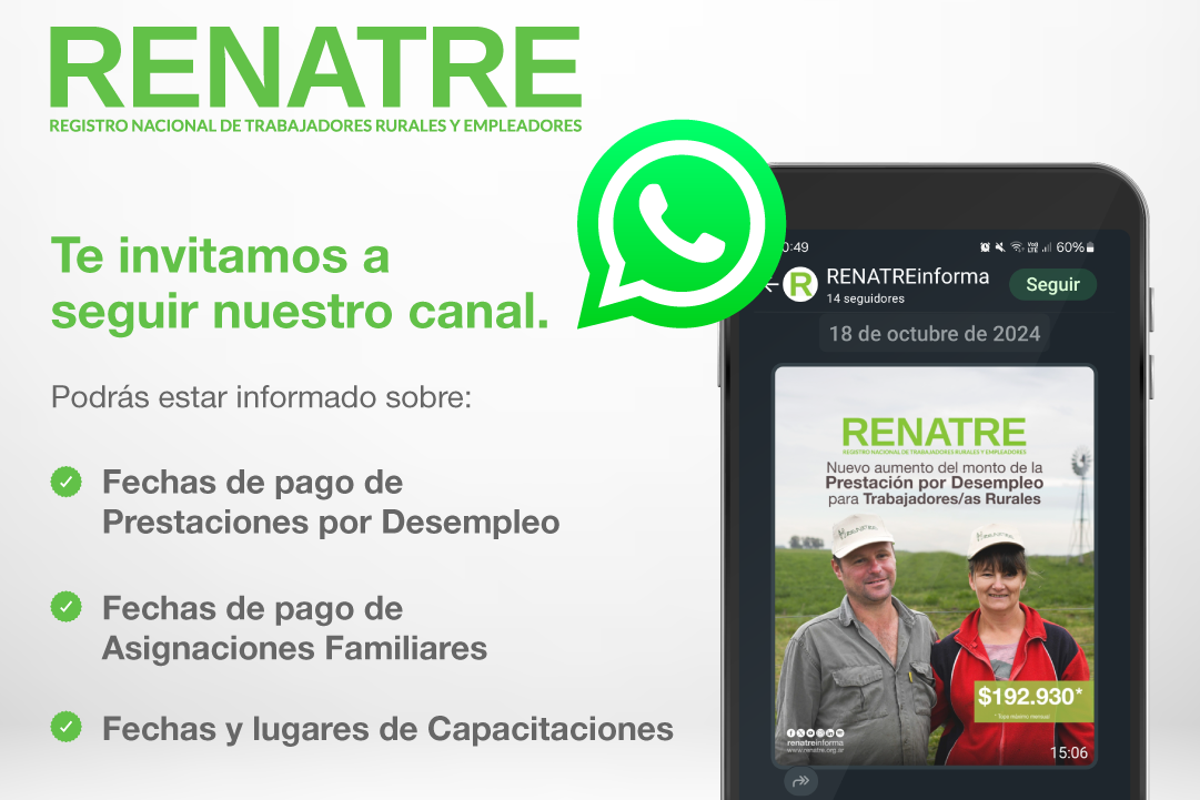 El Renatre lanzó un nuevo canal de whatsApp