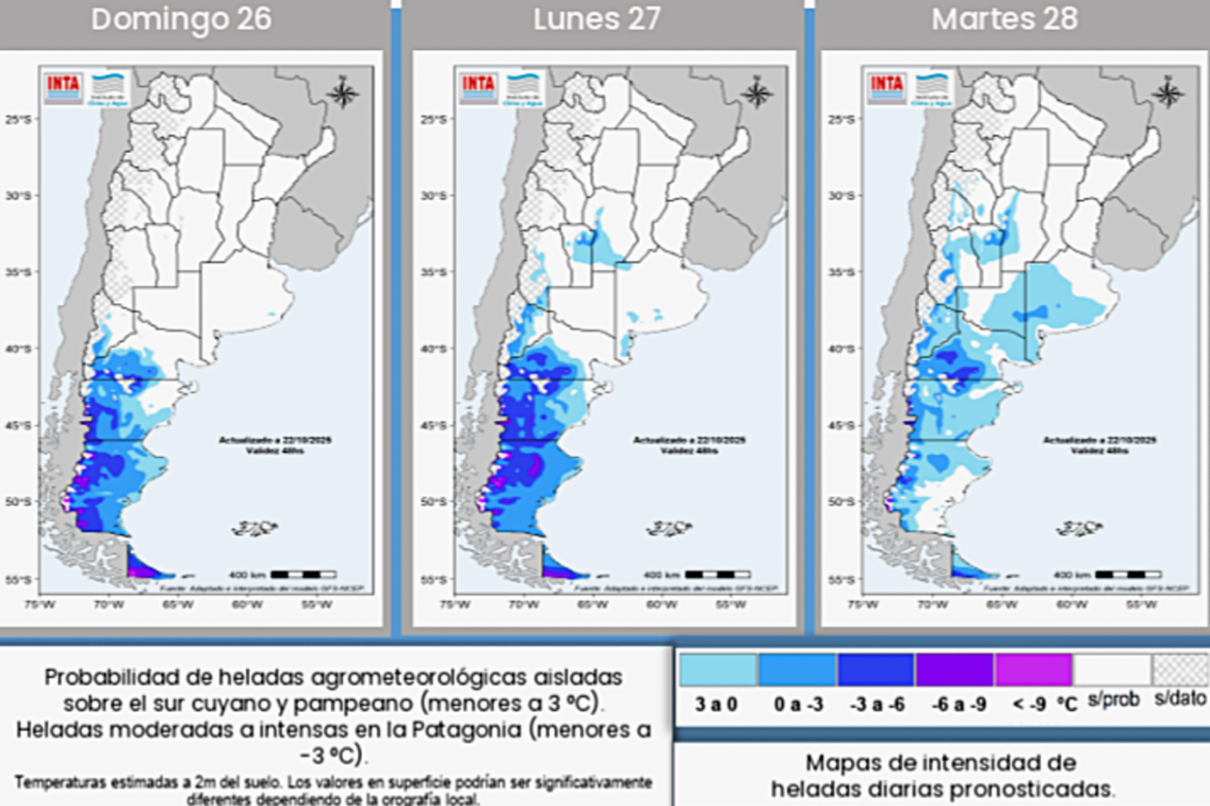 Las heladas tardías para el este y sureste pampeano